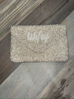 Sparkling 'Wifey' Sequin Clutch Wristlet - Champagne
